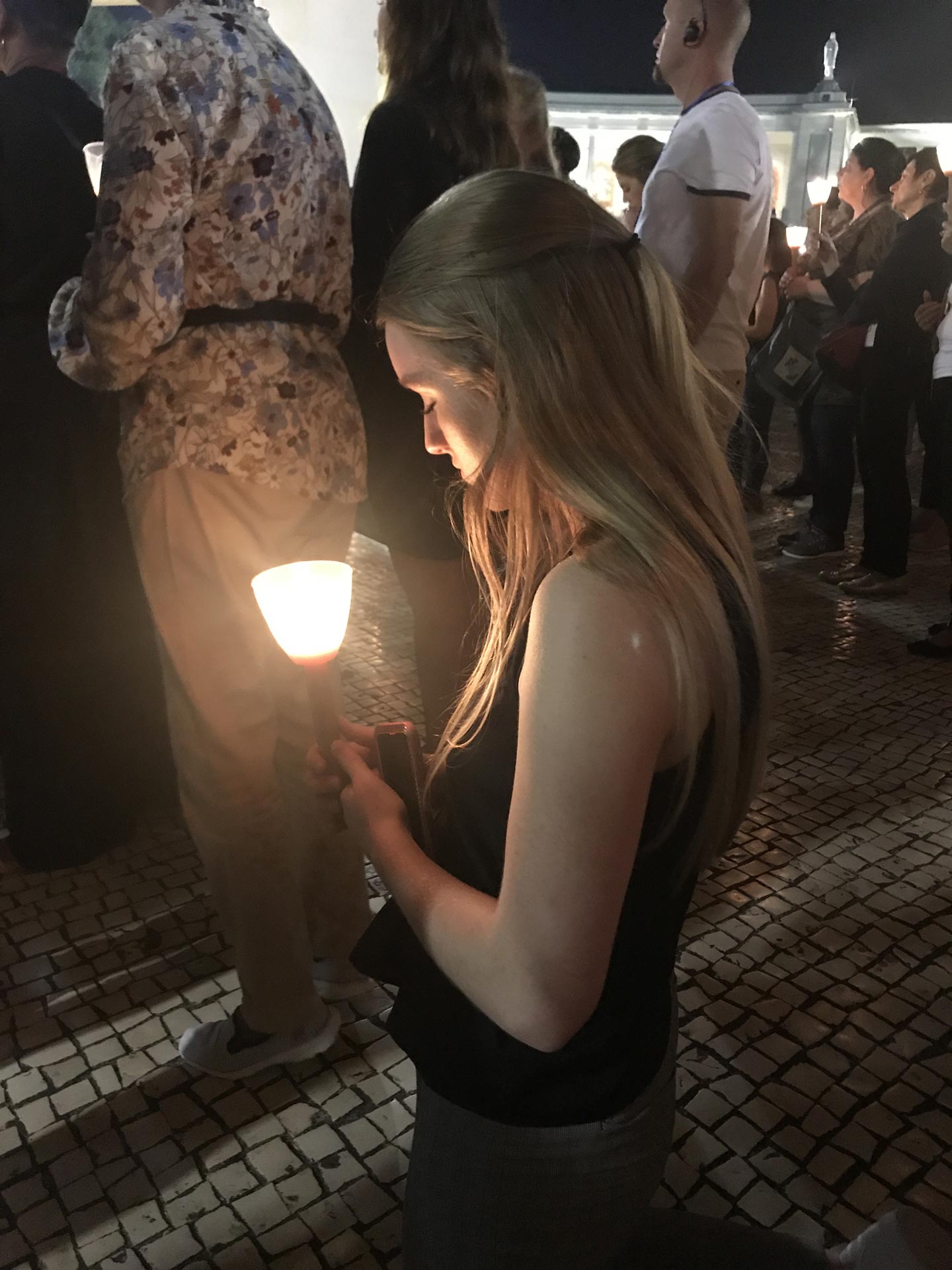 Candlelight pilgrim in Fatima, Portugal